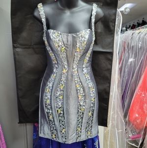 RACHEL ALLAN GUNMETAL HOMECOMING DRESS